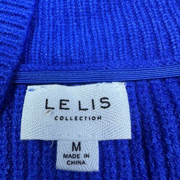 Le Lis Royal Blue Shawl Collar Crossover Pullover Cropped Knit Sweater Medium - Picture 12 of 14